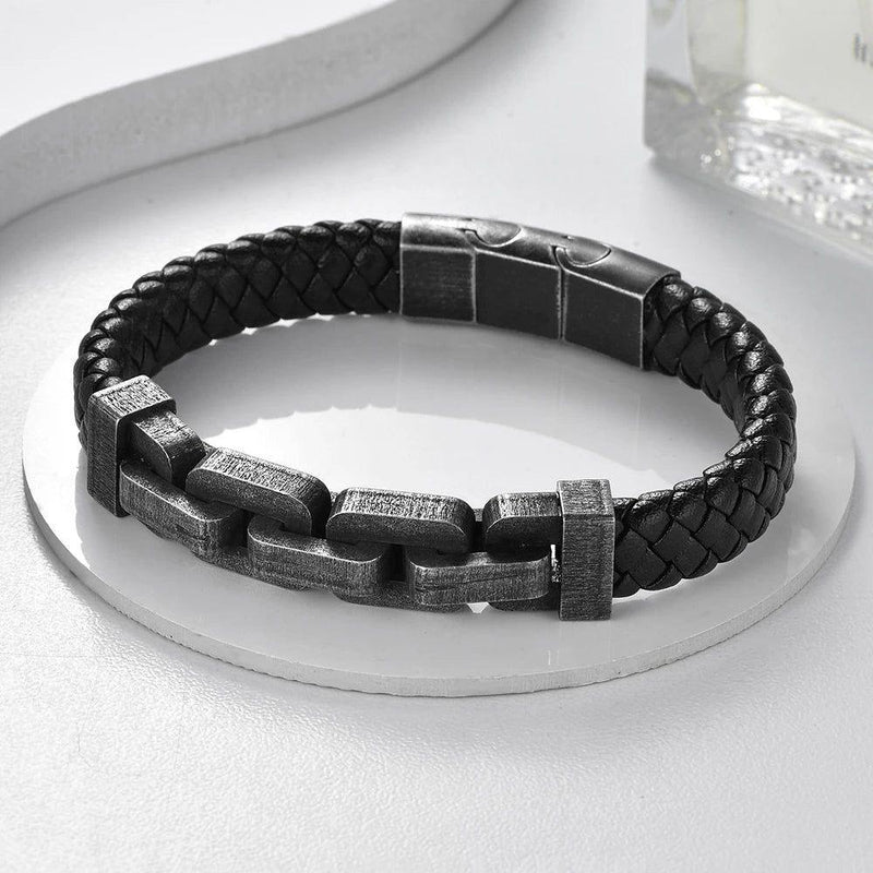 Gothic Vintage Men's 316L Stainless Steel Motorcycle Bracelet - Punk Hip Hop Leather Jewelry Gift