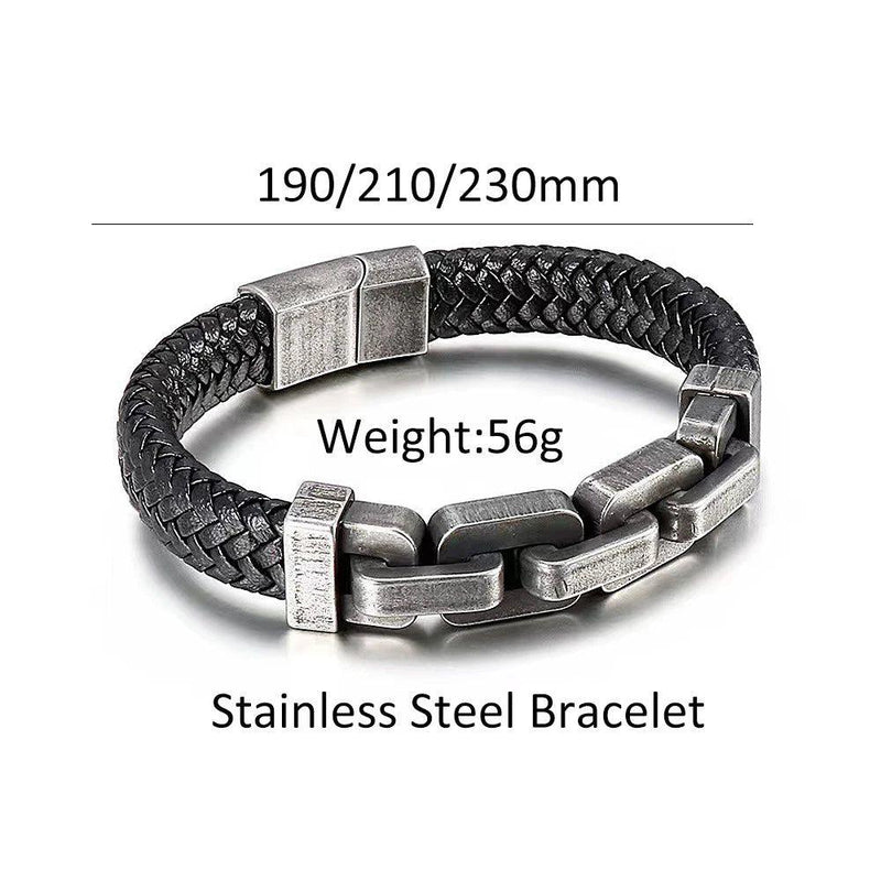 Gothic Vintage Men's 316L Stainless Steel Motorcycle Bracelet - Punk Hip Hop Leather Jewelry Gift