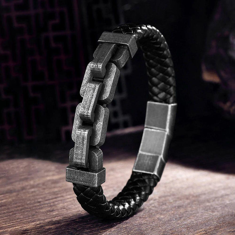 Gothic Vintage Men's 316L Stainless Steel Motorcycle Bracelet - Punk Hip Hop Leather Jewelry Gift