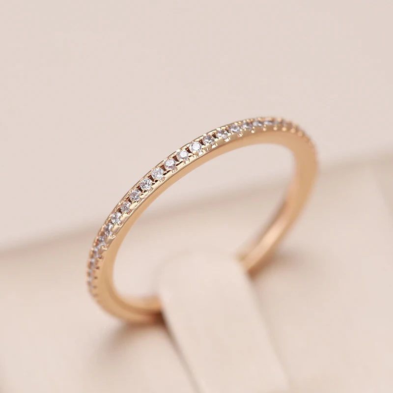 Graceful 585 Rose Gold Micro-wax Inlay Natural Zircon Cocktail Ring - Trendy Statement Jewelry