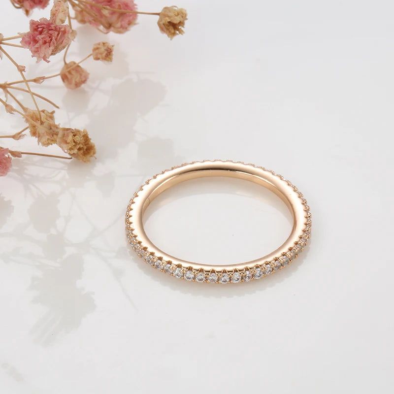 Graceful 585 Rose Gold Micro-wax Inlay Natural Zircon Cocktail Ring - Trendy Statement Jewelry