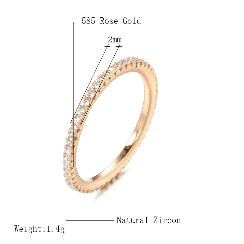 Graceful 585 Rose Gold Micro-wax Inlay Natural Zircon Cocktail Ring - Trendy Statement Jewelry