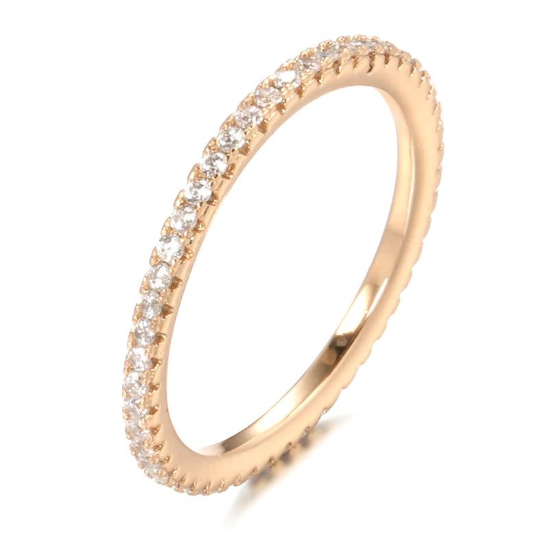 Graceful 585 Rose Gold Micro-wax Inlay Natural Zircon Cocktail Ring - Trendy Statement Jewelry