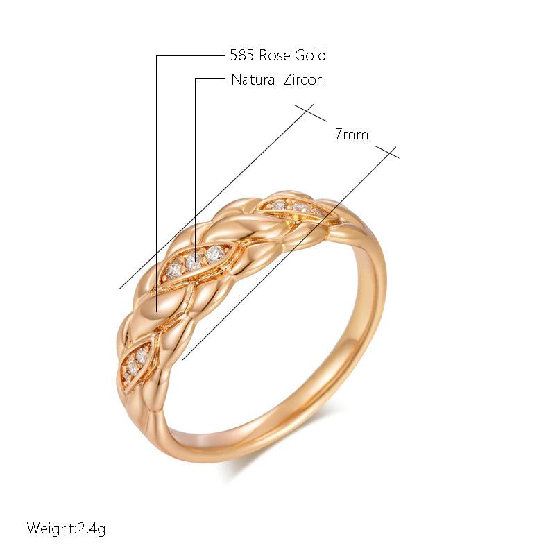 Graceful 585 Rose Gold Mosaic Ring with Shiny Natural Zircon