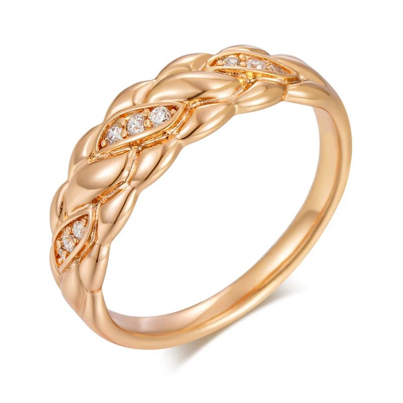 Graceful 585 Rose Gold Mosaic Ring with Shiny Natural Zircon