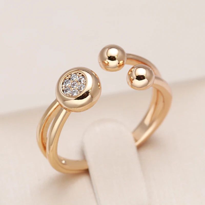 Graceful 585 Rose Gold Natural Zircon Ball Ring - High-Quality Fashion Jewelry