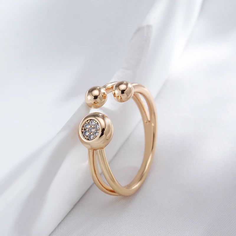 Graceful 585 Rose Gold Natural Zircon Ball Ring - High-Quality Fashion Jewelry