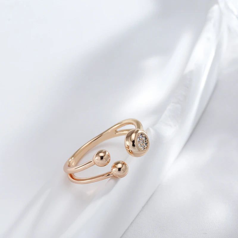 Graceful 585 Rose Gold Natural Zircon Ball Ring - High-Quality Fashion Jewelry