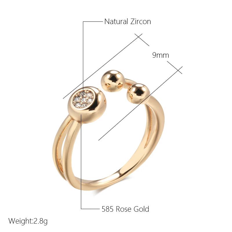 Graceful 585 Rose Gold Natural Zircon Ball Ring - High-Quality Fashion Jewelry