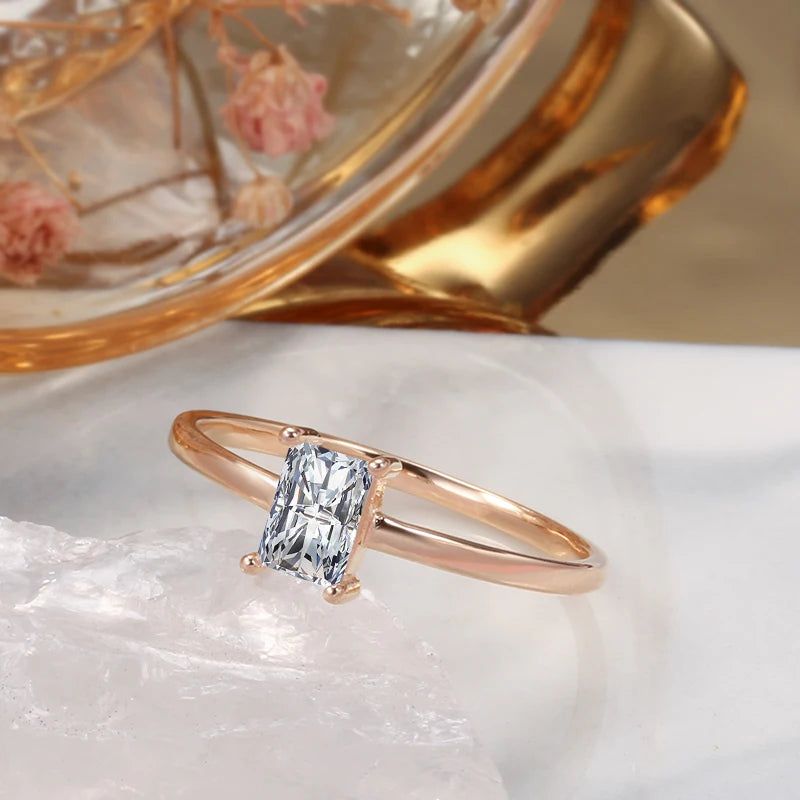 Graceful 585 Rose Gold Natural Zircon Pave Set Ring