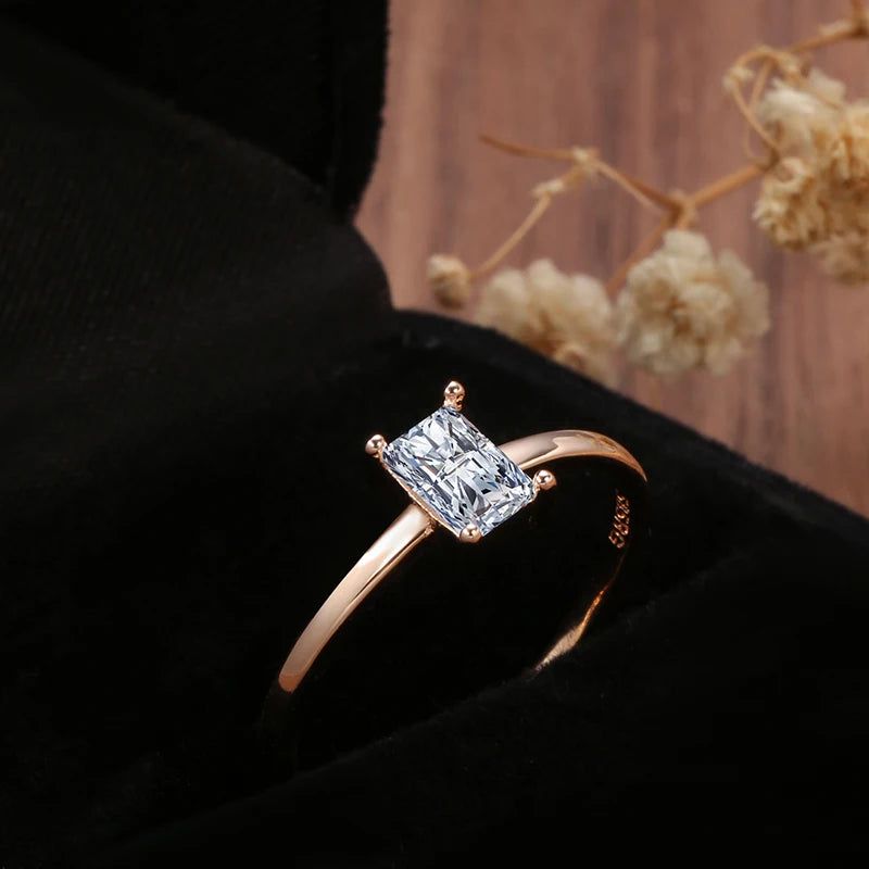 Graceful 585 Rose Gold Natural Zircon Pave Set Ring