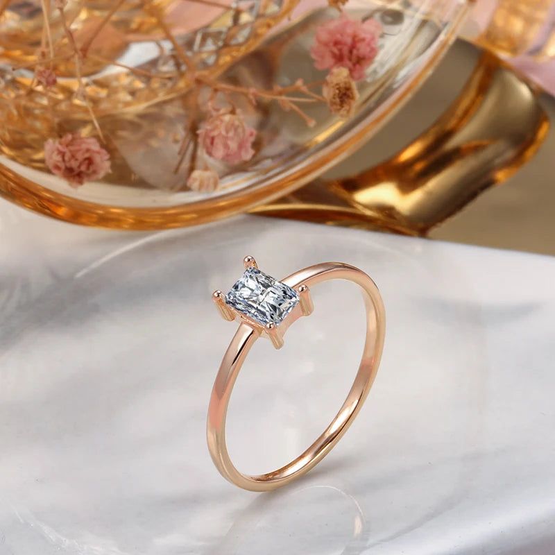 Graceful 585 Rose Gold Natural Zircon Pave Set Ring