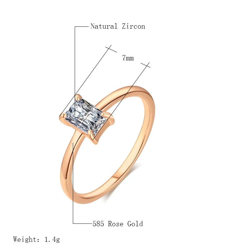 Graceful 585 Rose Gold Natural Zircon Pave Set Ring