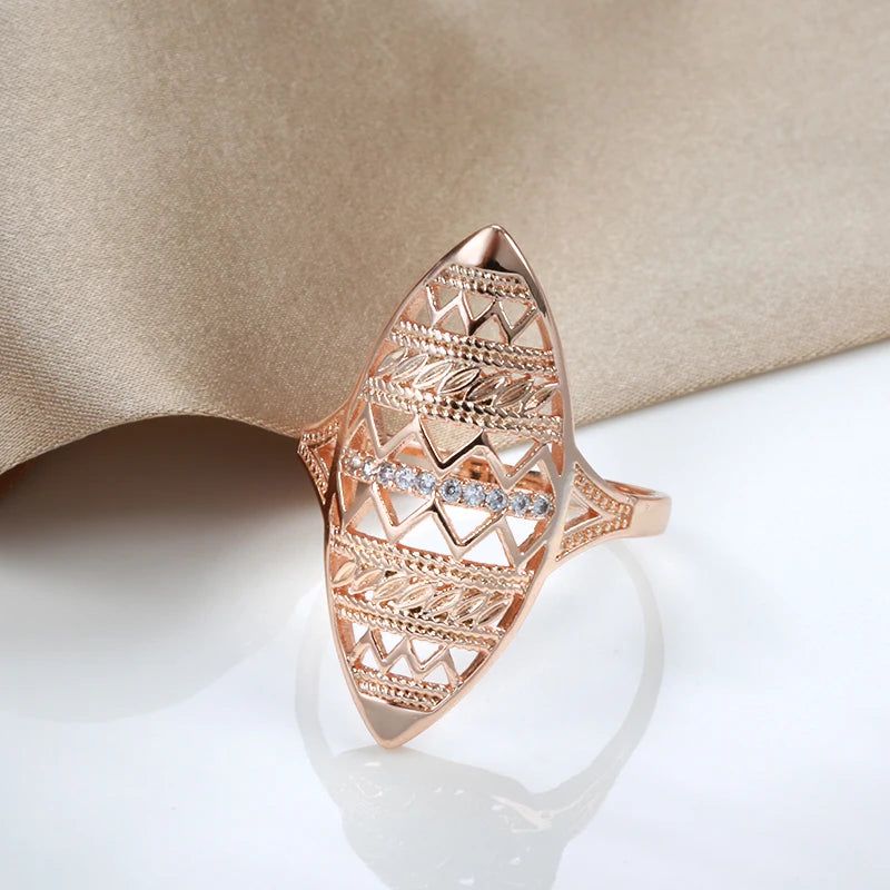 Graceful 585 Rose Gold Natural Zircon Ring - Luxury Fashion Jewelry