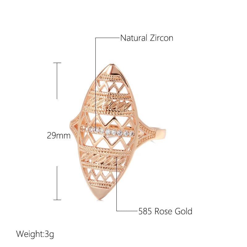 Graceful 585 Rose Gold Natural Zircon Ring - Luxury Fashion Jewelry