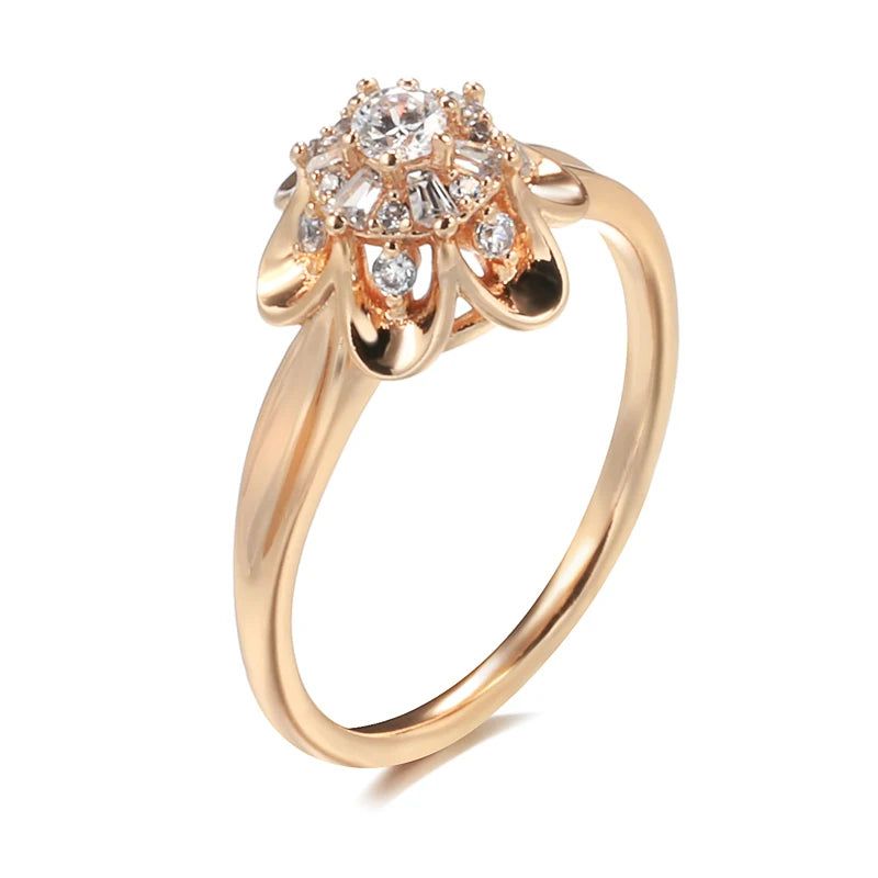 Graceful 585 Rose Gold Natural Zircon Ring - Perfect for Romantic Occasions