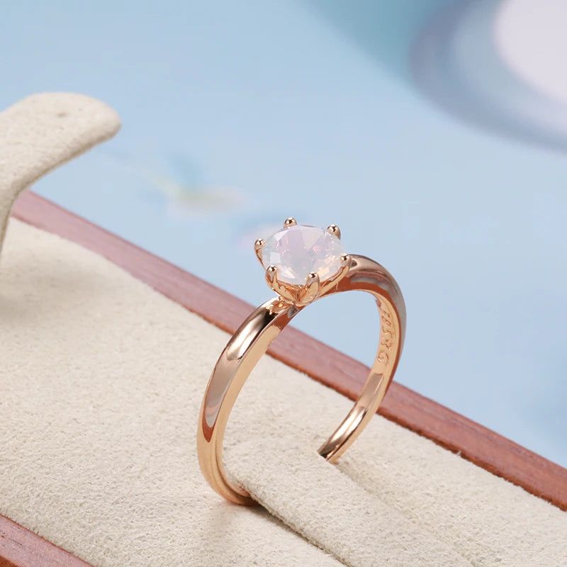 Graceful 585 Rose Gold Natural Zircon Ring - Simple Fashion Jewelry for Any Occasion