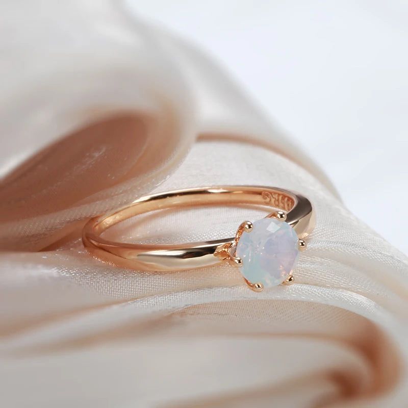 Graceful 585 Rose Gold Natural Zircon Ring - Simple Fashion Jewelry for Any Occasion