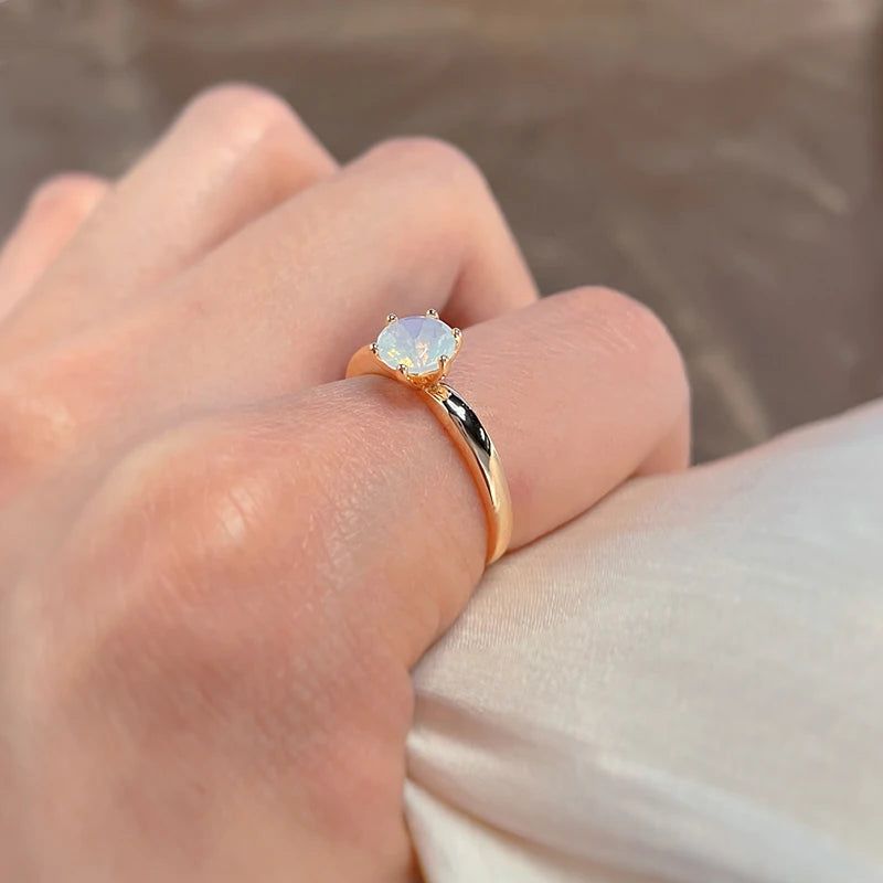 Graceful 585 Rose Gold Natural Zircon Ring - Simple Fashion Jewelry for Any Occasion