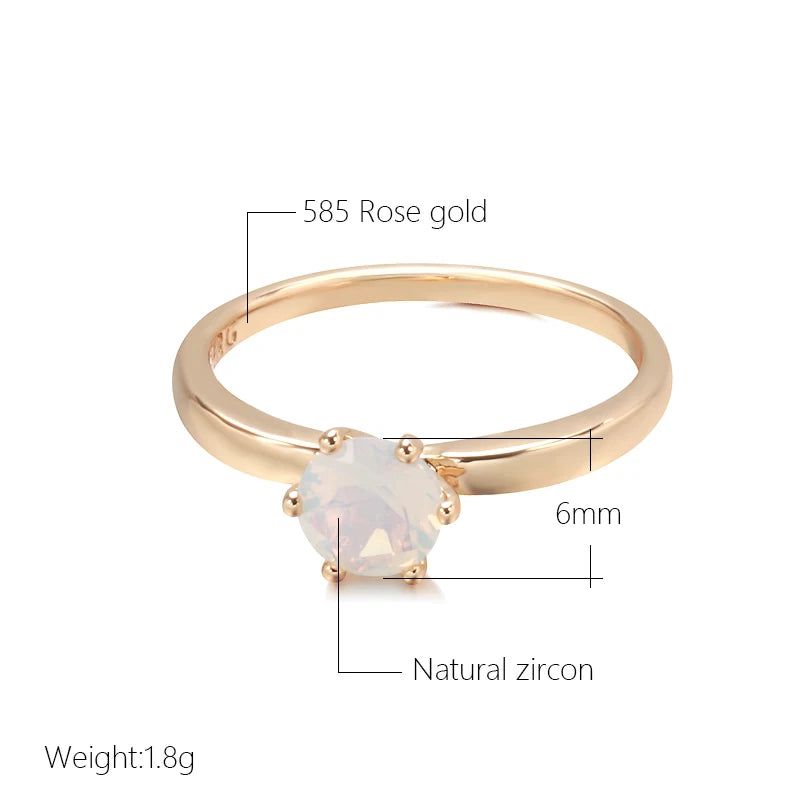 Graceful 585 Rose Gold Natural Zircon Ring - Simple Fashion Jewelry for Any Occasion