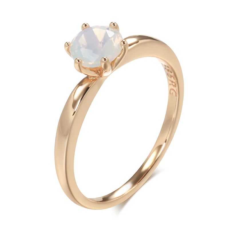 Graceful 585 Rose Gold Natural Zircon Ring - Simple Fashion Jewelry for Any Occasion