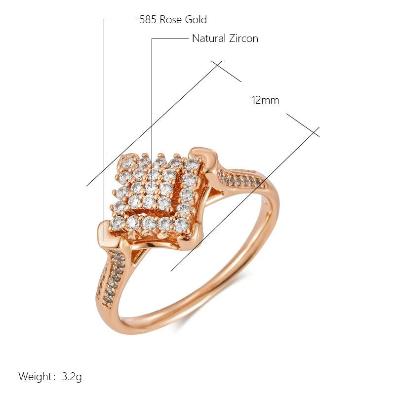 Graceful 585 Rose Gold Natural Zircon Ring with Full Paved Design