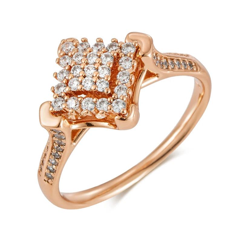 Graceful 585 Rose Gold Natural Zircon Ring with Full Paved Design