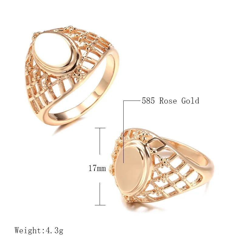 Graceful Rose Gold Plated Cocktail Ring with Cubic Zirconia and Geometric Design