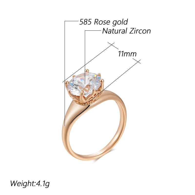 Graceful Rose Gold Plated Natural Zircon Cocktail Ring - Shiny Designer Jewelry