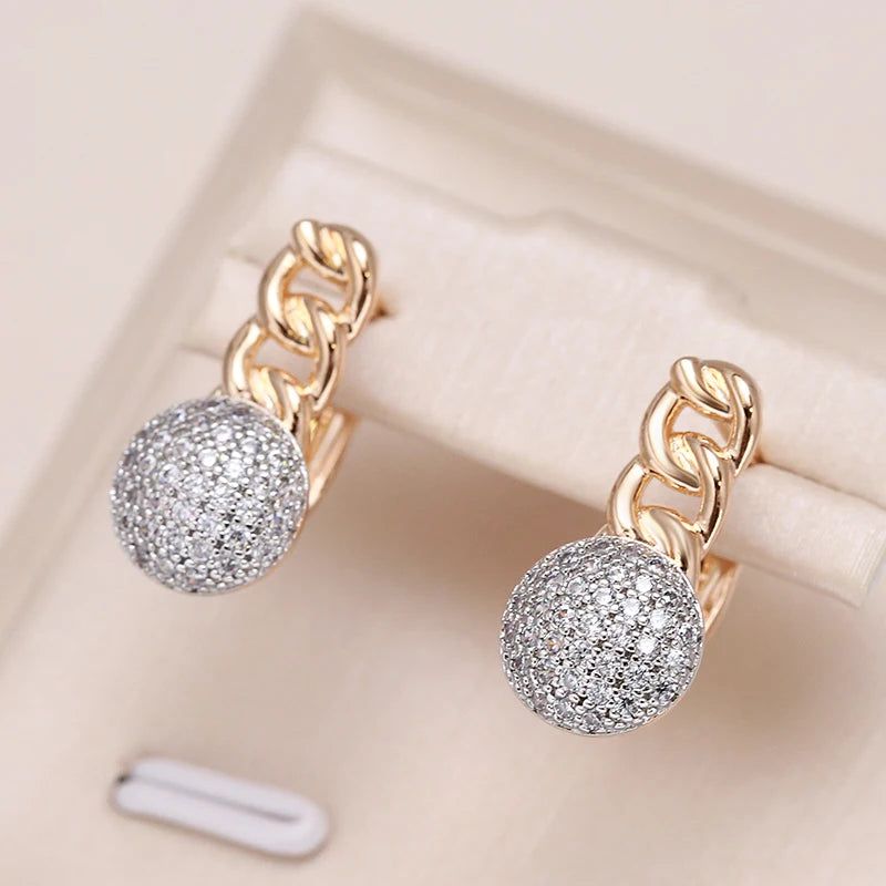 Graceful Rose Gold Plated Natural Zircon Drop Earrings with Micro-wax Inlay