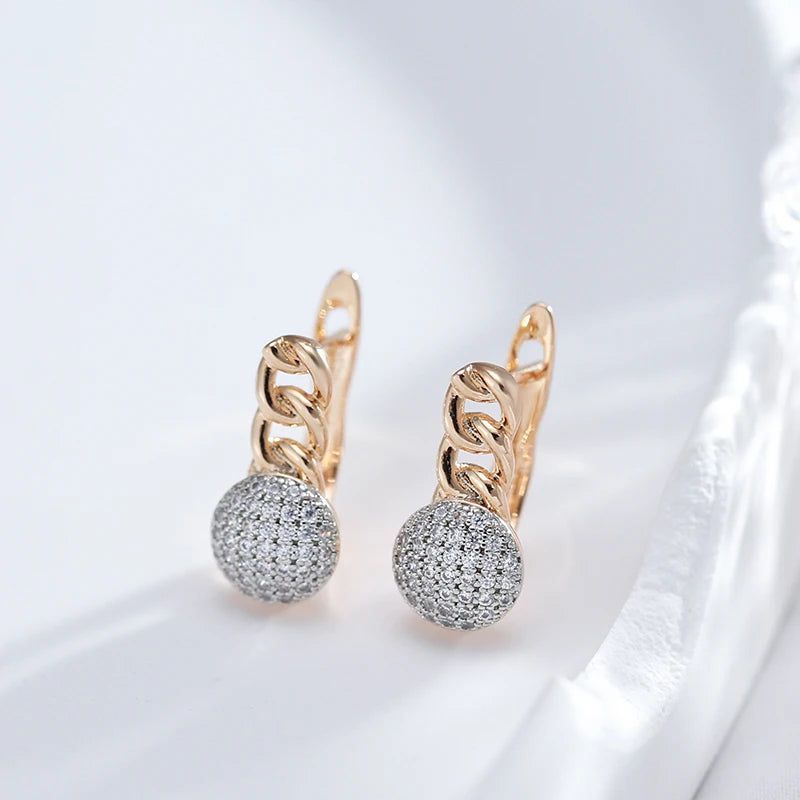 Graceful Rose Gold Plated Natural Zircon Drop Earrings with Micro-wax Inlay