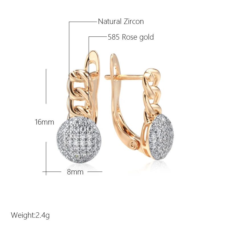 Graceful Rose Gold Plated Natural Zircon Drop Earrings with Micro-wax Inlay