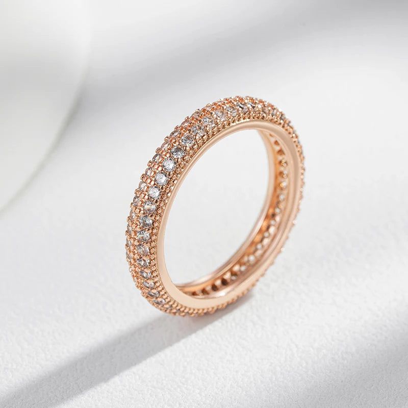 Graceful Rose Gold Plated Zircon Full Circle Cocktail Ring - Classic Ethnic Jewelry