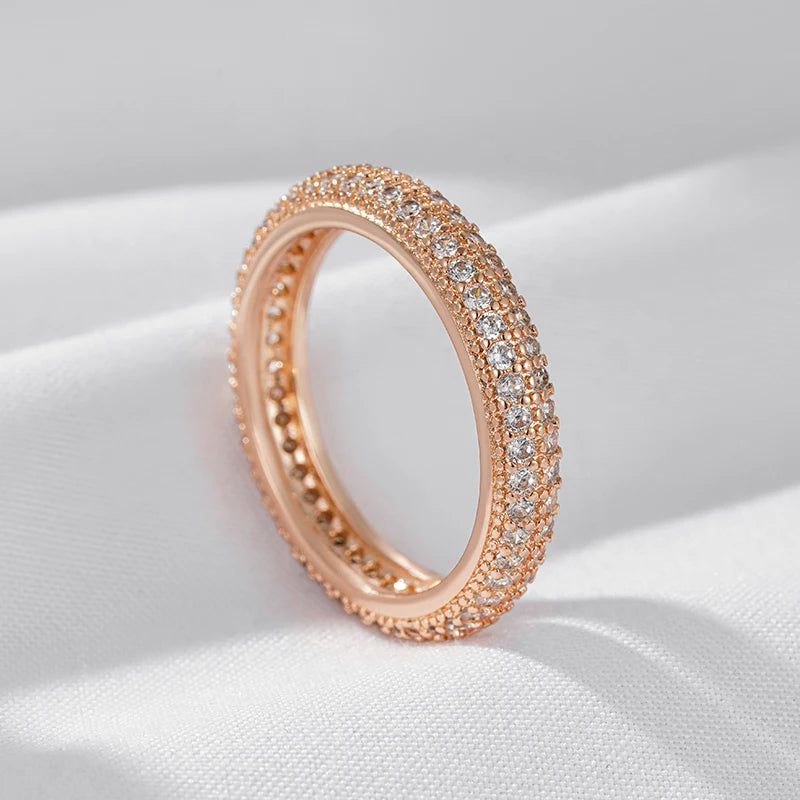 Graceful Rose Gold Plated Zircon Full Circle Cocktail Ring - Classic Ethnic Jewelry