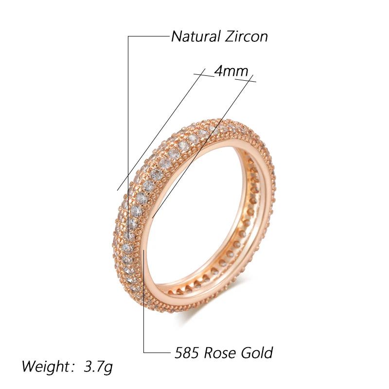 Graceful Rose Gold Plated Zircon Full Circle Cocktail Ring - Classic Ethnic Jewelry