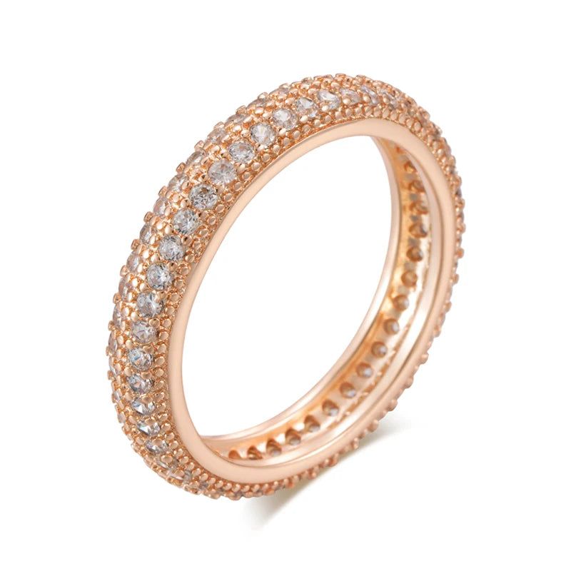 Graceful Rose Gold Plated Zircon Full Circle Cocktail Ring - Classic Ethnic Jewelry