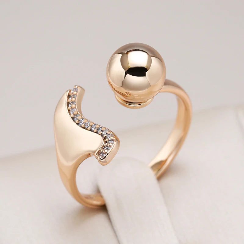 Graceful Rose Gold Spherical Zircon Ring - Modern Minimalist Fashion Jewelry