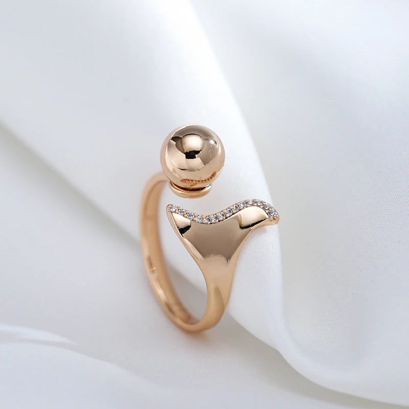 Graceful Rose Gold Spherical Zircon Ring - Modern Minimalist Fashion Jewelry