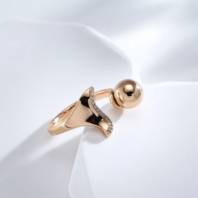 Graceful Rose Gold Spherical Zircon Ring - Modern Minimalist Fashion Jewelry