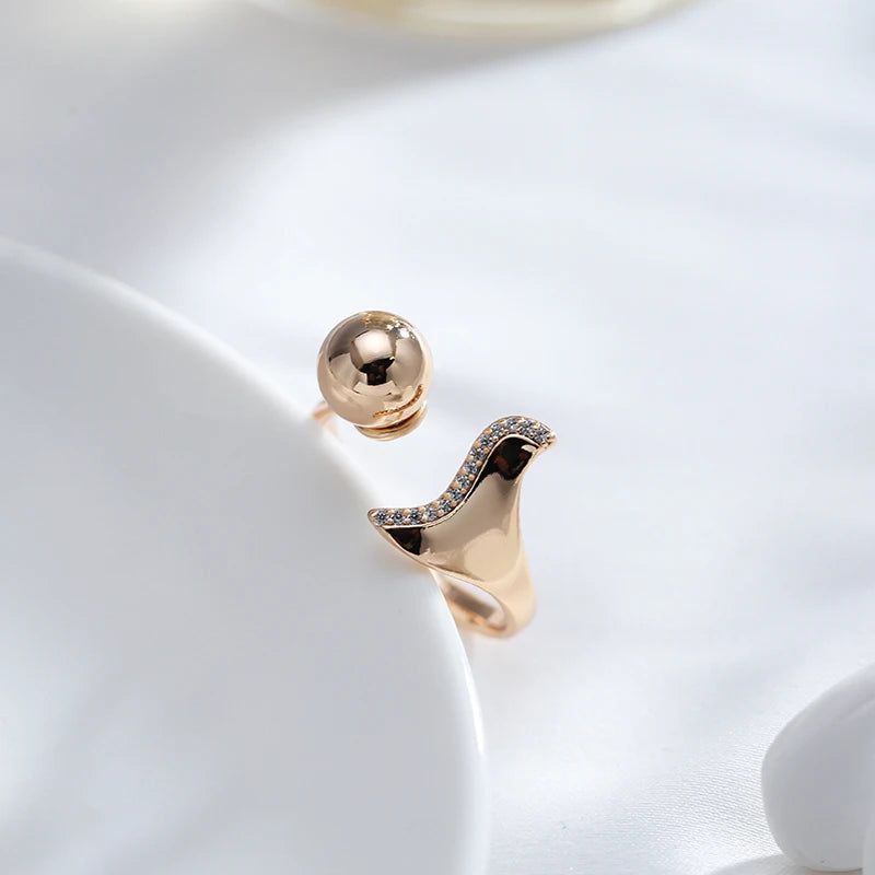 Graceful Rose Gold Spherical Zircon Ring - Modern Minimalist Fashion Jewelry