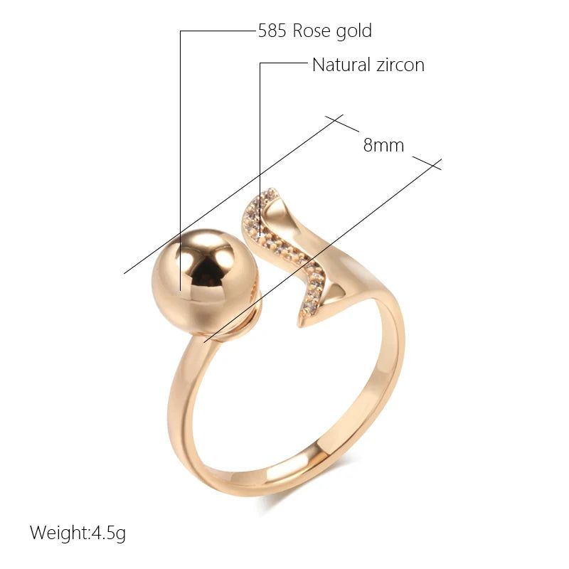 Graceful Rose Gold Spherical Zircon Ring - Modern Minimalist Fashion Jewelry