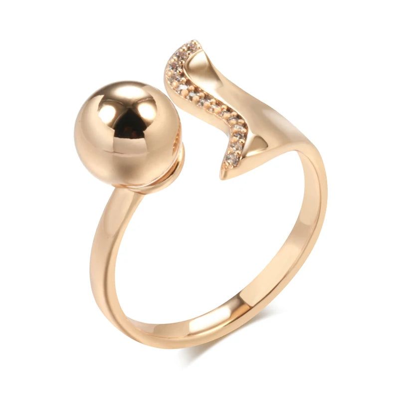 Graceful Rose Gold Spherical Zircon Ring - Modern Minimalist Fashion Jewelry