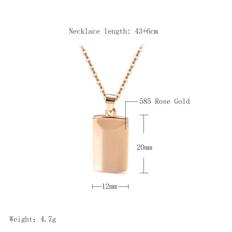 Graceful Rose Gold Square Pendant Necklace with Glossy Finish and Diamond Accents