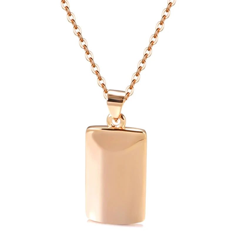 Graceful Rose Gold Square Pendant Necklace with Glossy Finish and Diamond Accents