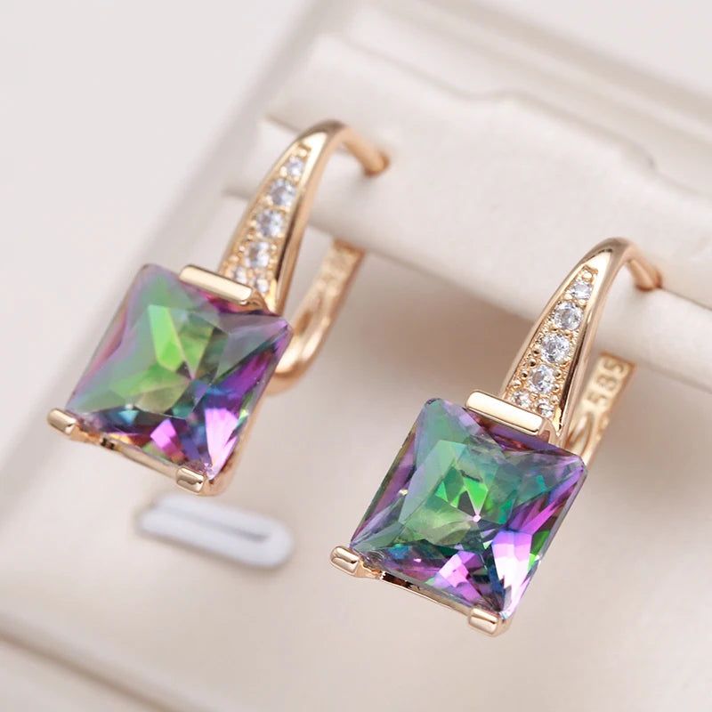 Graceful Rose Gold Square Zircon Dangle Earrings - High-Quality Fashion Jewelry