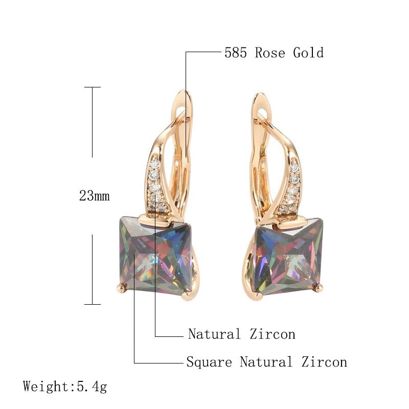 Graceful Rose Gold Square Zircon Dangle Earrings - High-Quality Fashion Jewelry