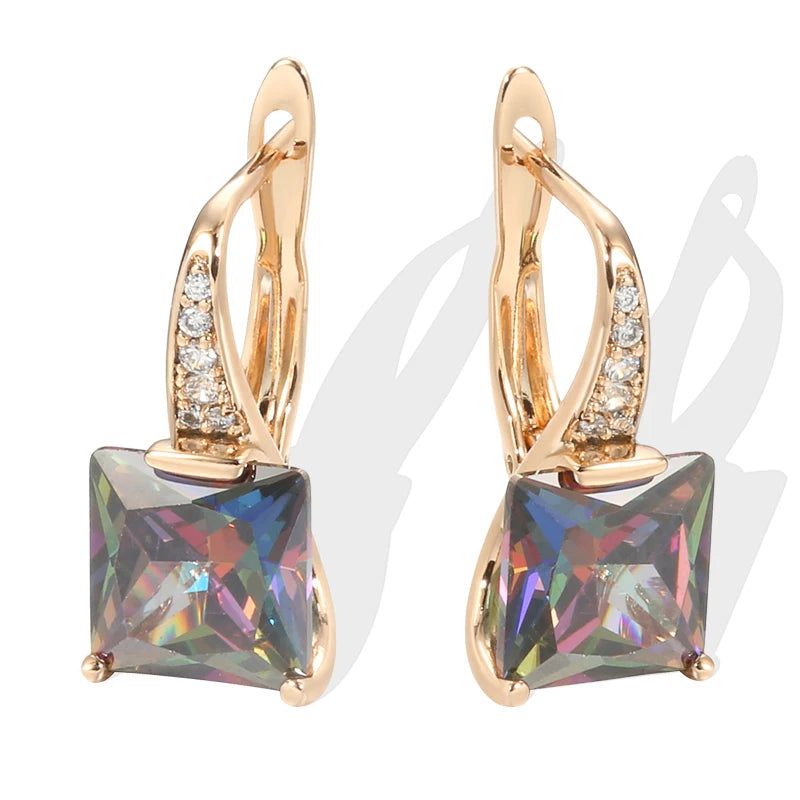 Graceful Rose Gold Square Zircon Dangle Earrings - High-Quality Fashion Jewelry