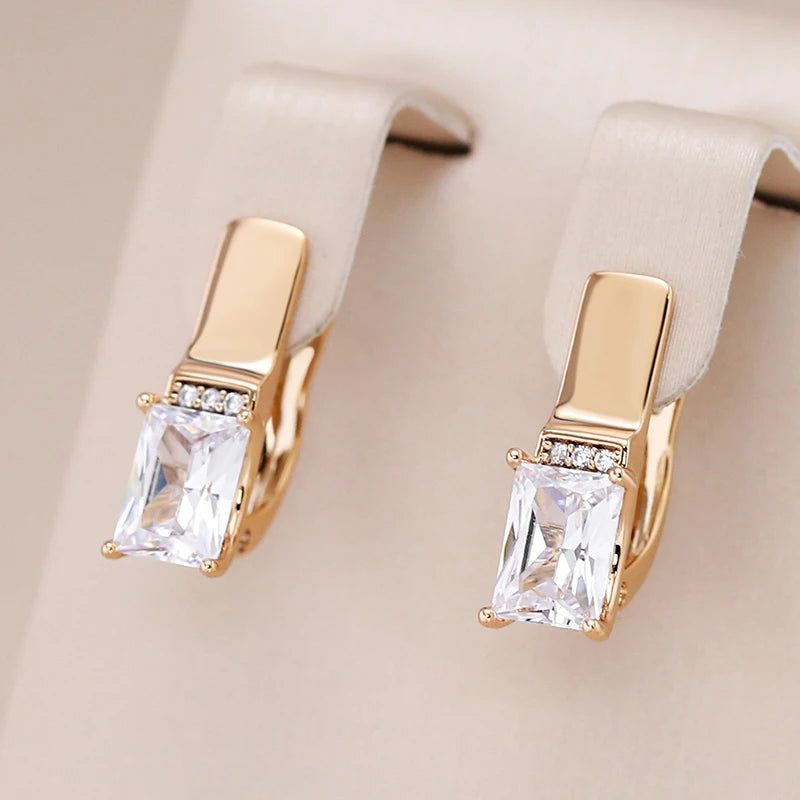 Graceful Rose Gold Square Zircon Drop Earrings - High Quality Fashion Jewelry