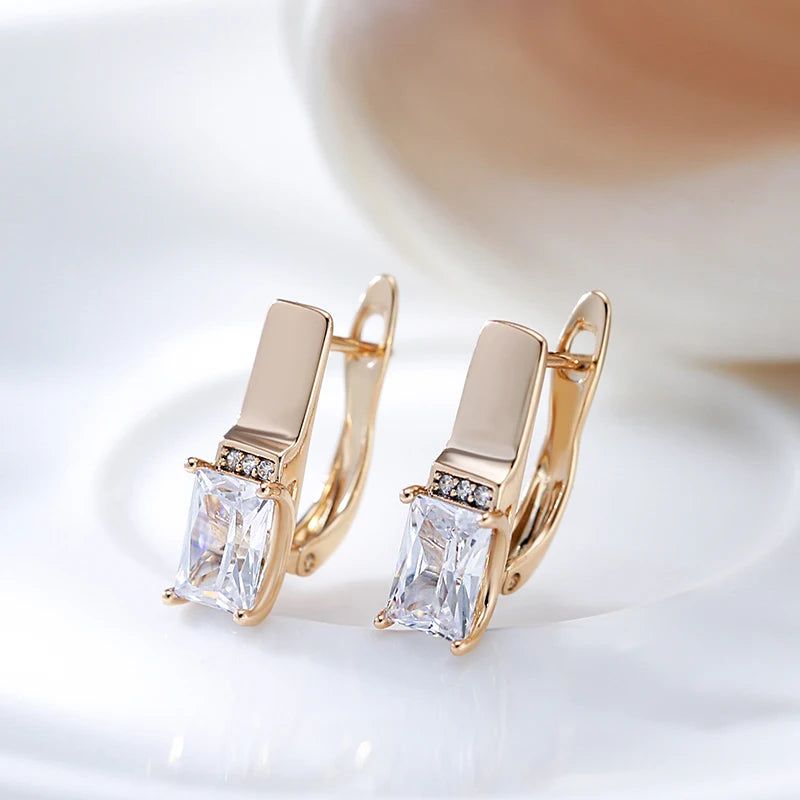 Graceful Rose Gold Square Zircon Drop Earrings - High Quality Fashion Jewelry