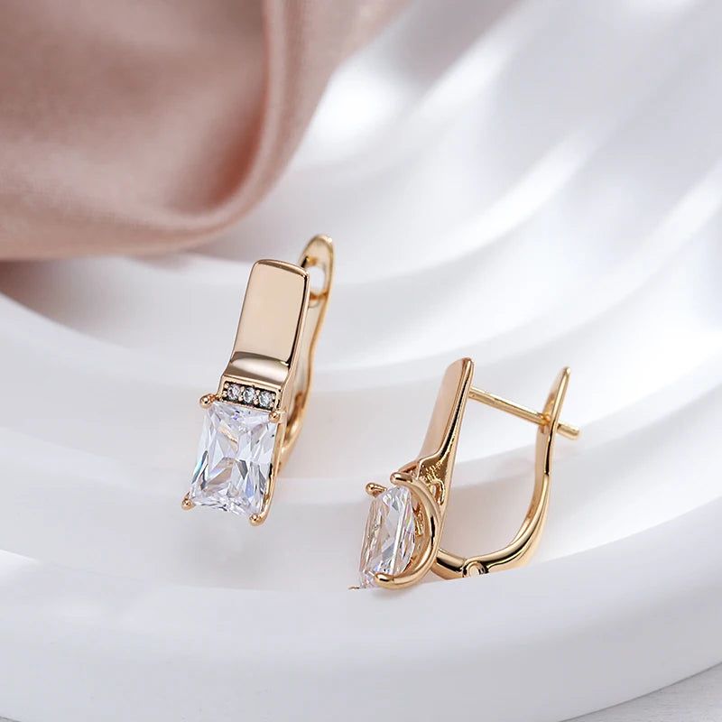 Graceful Rose Gold Square Zircon Drop Earrings - High Quality Fashion Jewelry